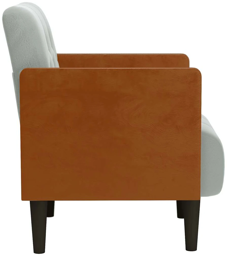 Fotelis Sofa-kėdė su porankiais, šviesiai pilka, 55 cm, aksomas