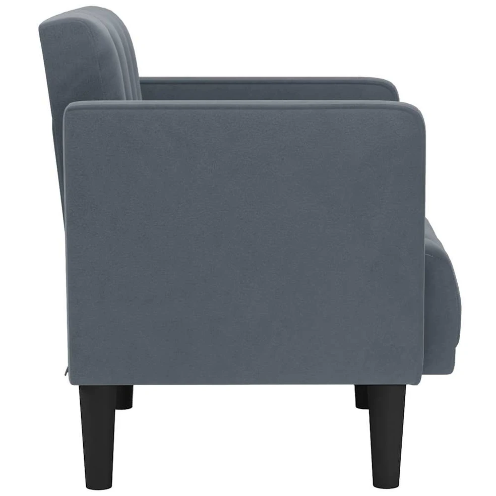 Fotelis Sofa-kėdė su porankiais, tamsiai pilka, 53 cm, aksomas