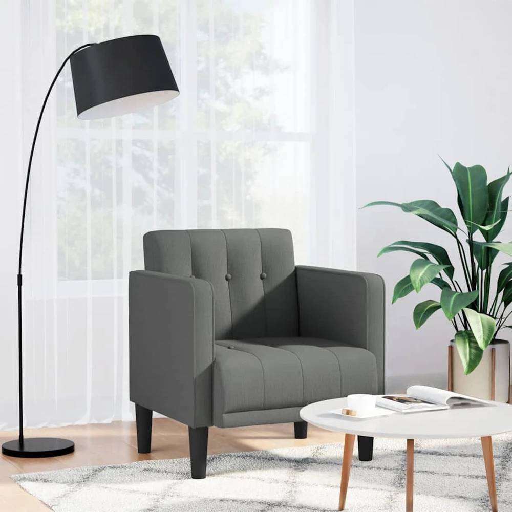 Fotelis Sofa-kėdė su porankiais, tamsiai pilka, 53 cm, audinys