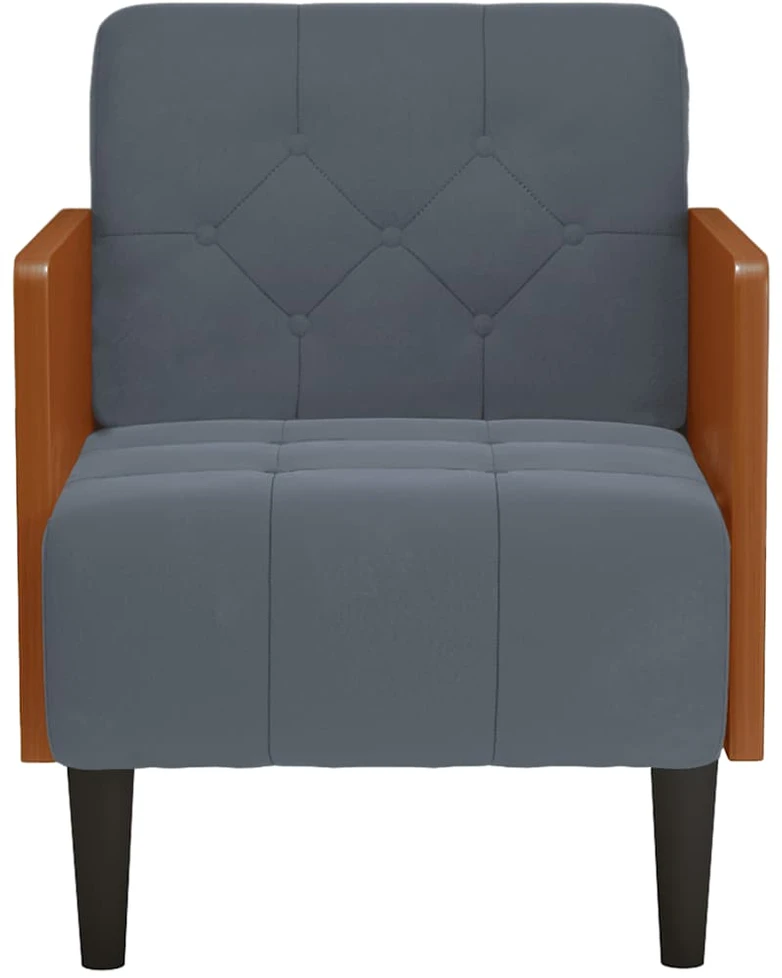 Fotelis Sofa-kėdė su porankiais, tamsiai pilka, 55 cm, aksomas