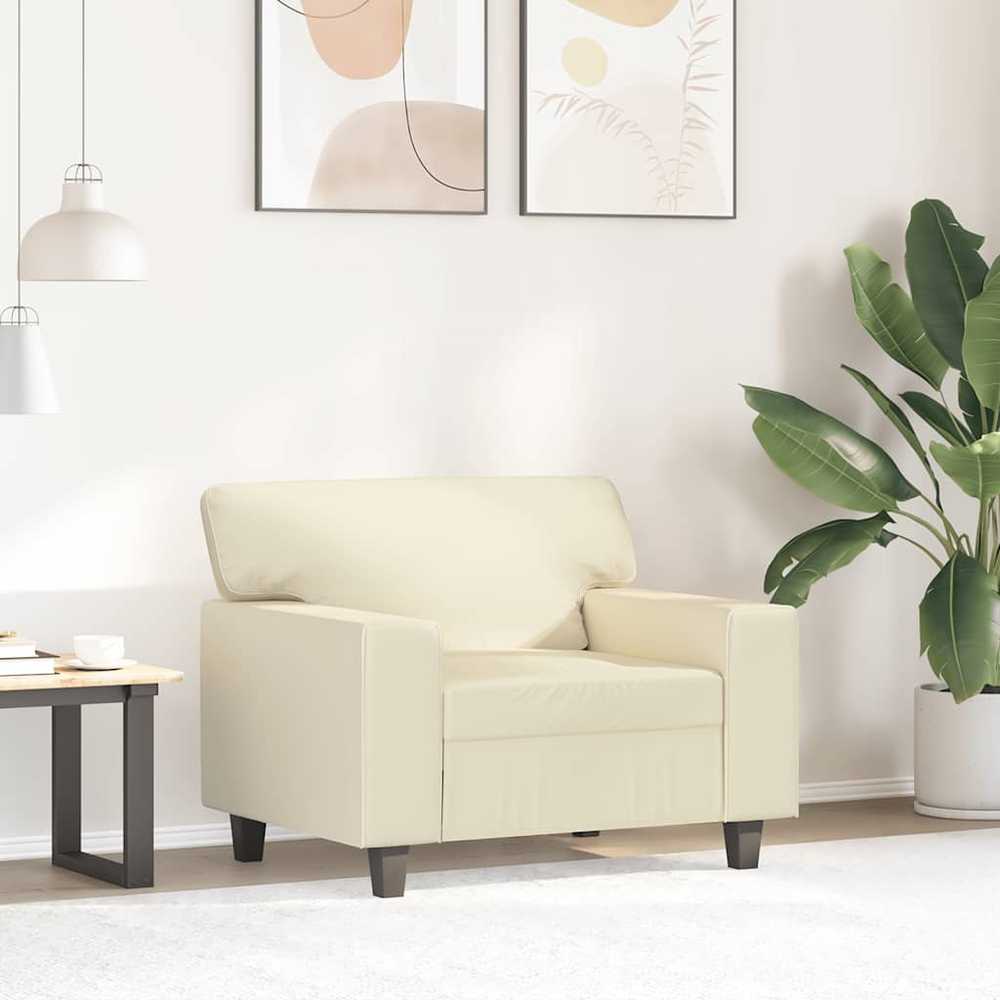 Sofa Krėslas, kreminės spalvos, 60cm, dirbtinė oda