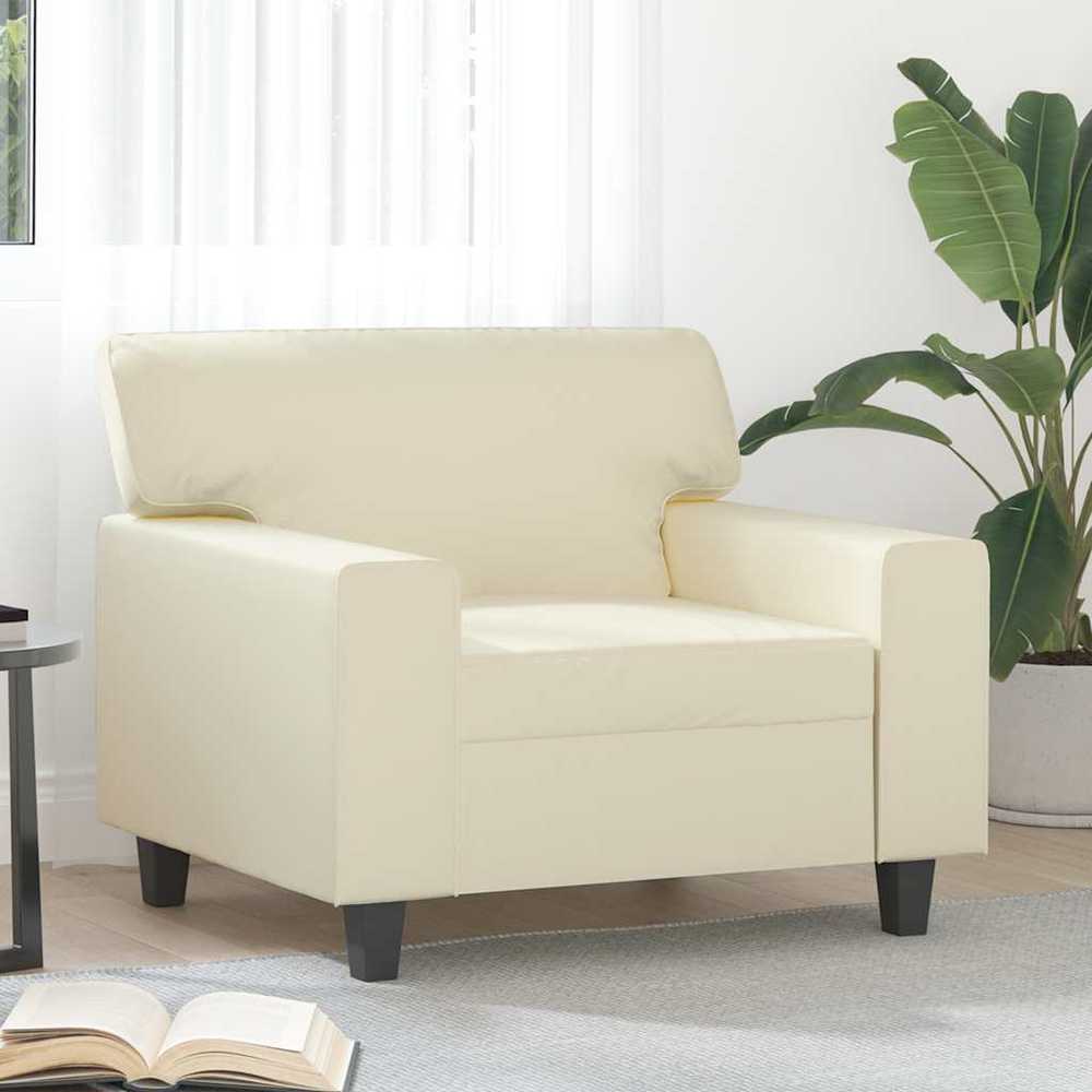 Sofa Krėslas, kreminės spalvos, 60cm, dirbtinė oda