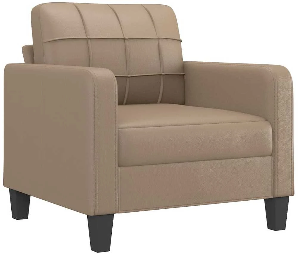 Sofa Krėslas su pakoja, kapučino spalvos, 60cm, dirbtinė oda