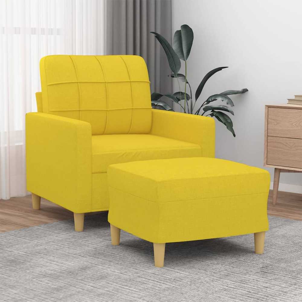 Sofa Krėslas su pakoja, šviesiai geltonos spalvos, 60cm, audinys