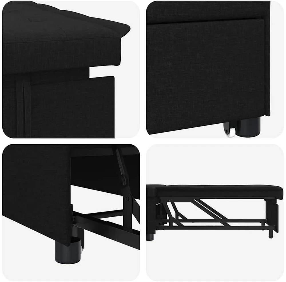 Ištraukiama sofa-lova Juodas 194 x 50 x 82 cm audinys