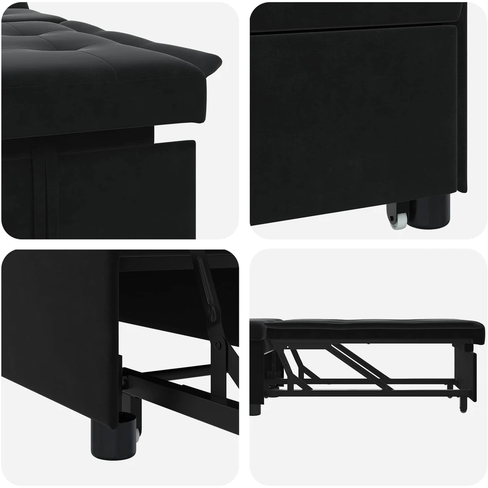 Sofa lova Juoda 194 x 67 x 82 cm Aksomas