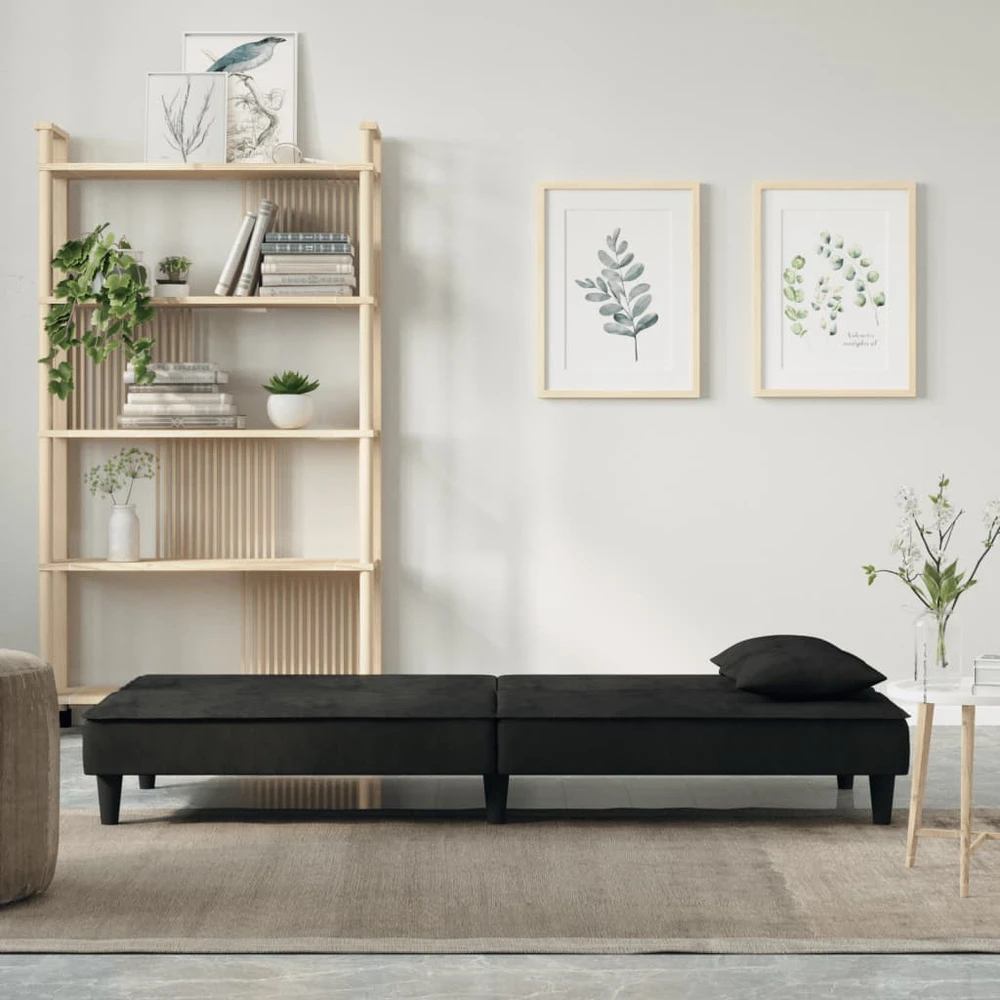 Sofa-lova, juodos spalvos, aksomas