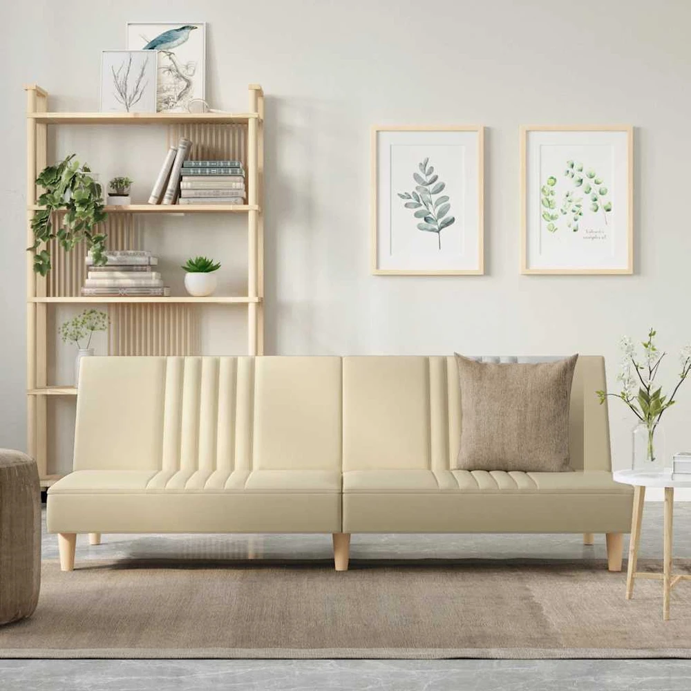Sofa-lova, kreminės spalvos, audinys