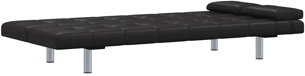 Sofa lova su dviem pagalv., dirbtinė oda, reguliuoj., juoda