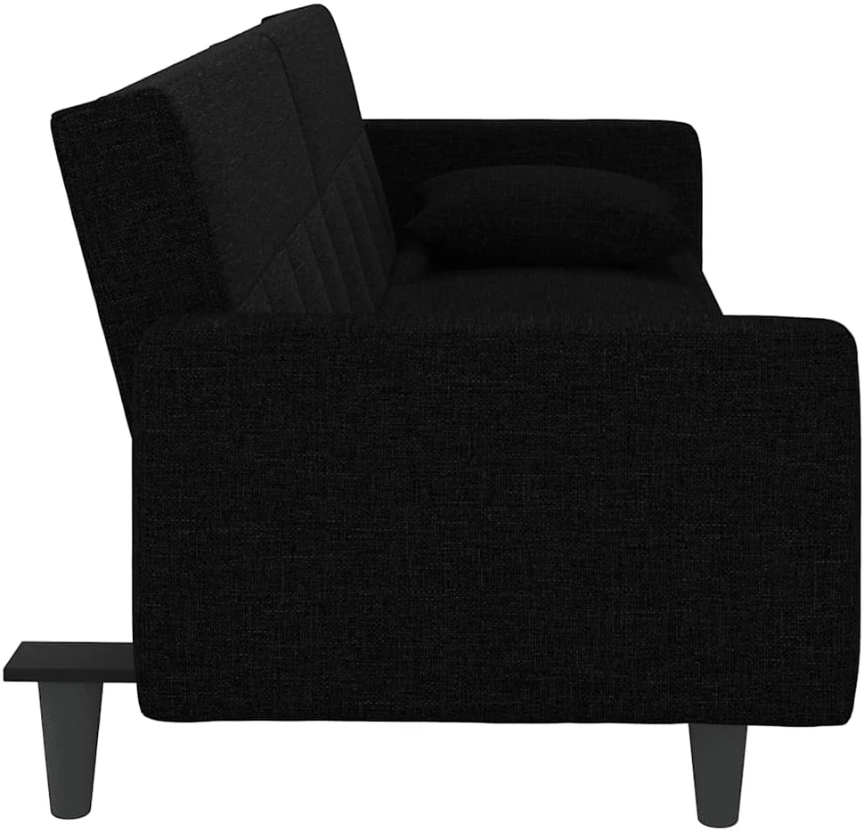 Sofa-lova su pagalvėlėmis, juodos spalvos, audinys