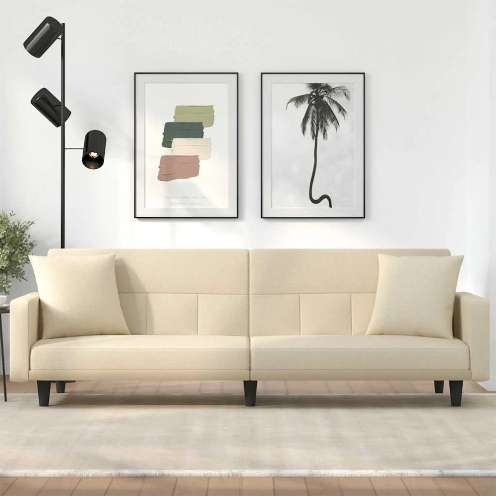 Sofa-lova su pagalvėlėmis, kreminės spalvos, audinys