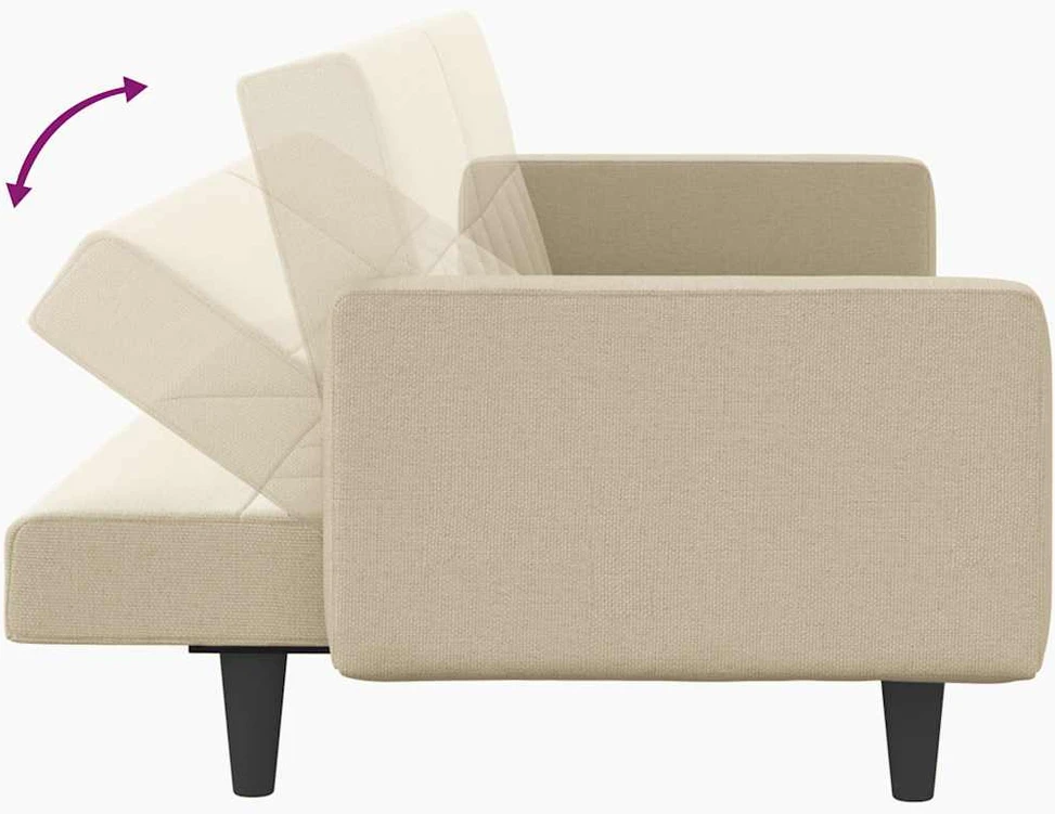 Sofa-lova su pagalvėlėmis, kreminės spalvos, audinys