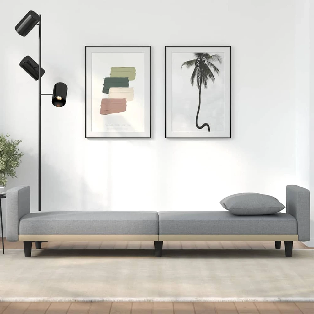 Sofa-lova su pagalvėlėmis, šviesiai pilkos spalvos, audinys