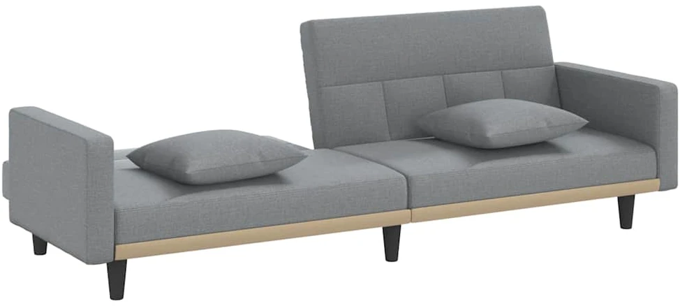Sofa-lova su pagalvėlėmis, šviesiai pilkos spalvos, audinys