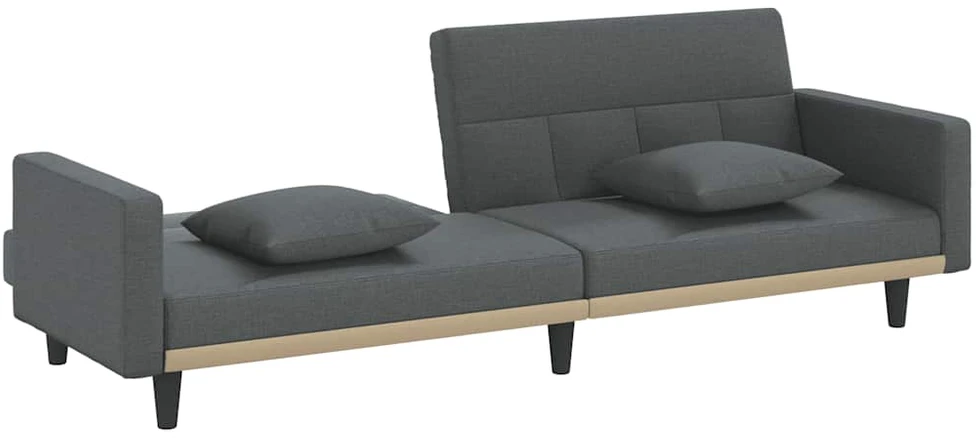 Sofa-lova su pagalvėlėmis, tamsiai pilkos spalvos, audinys