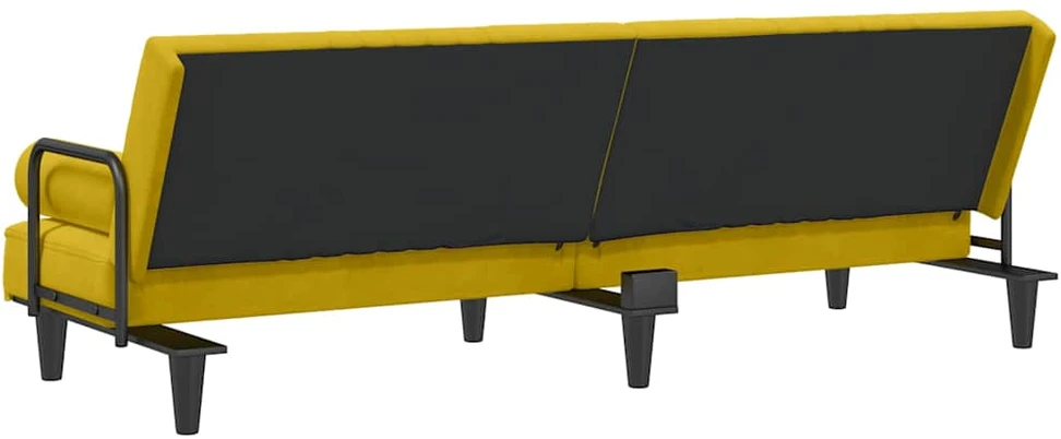 Sofa-lova su porankiais, geltonos spalvos, aksomas