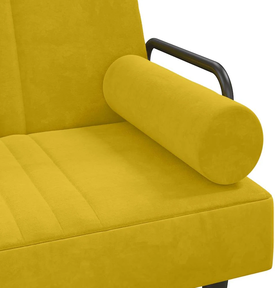 Sofa-lova su porankiais, geltonos spalvos, aksomas