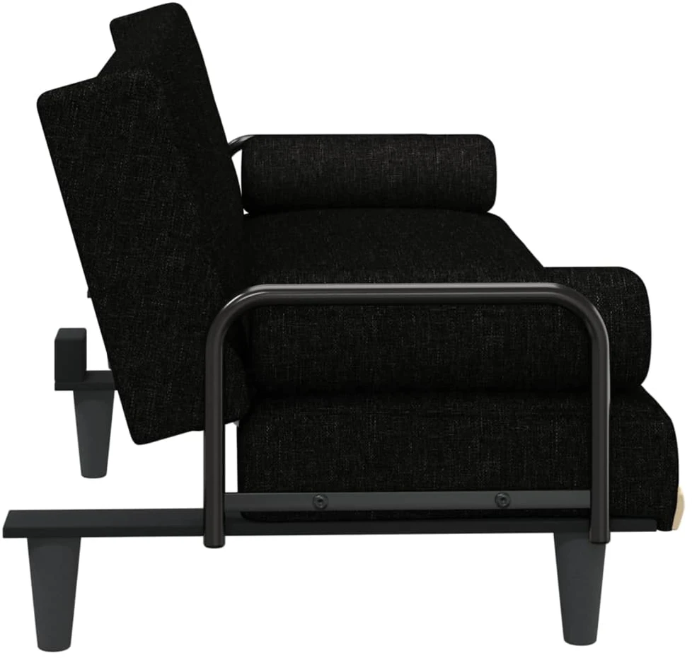 Sofa-lova su porankiais, juodos spalvos, audinys