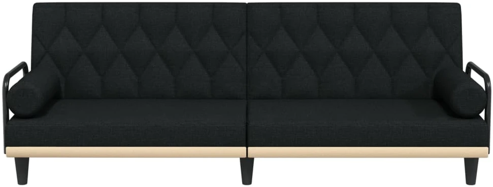 Sofa-lova su porankiais, juodos spalvos, audinys
