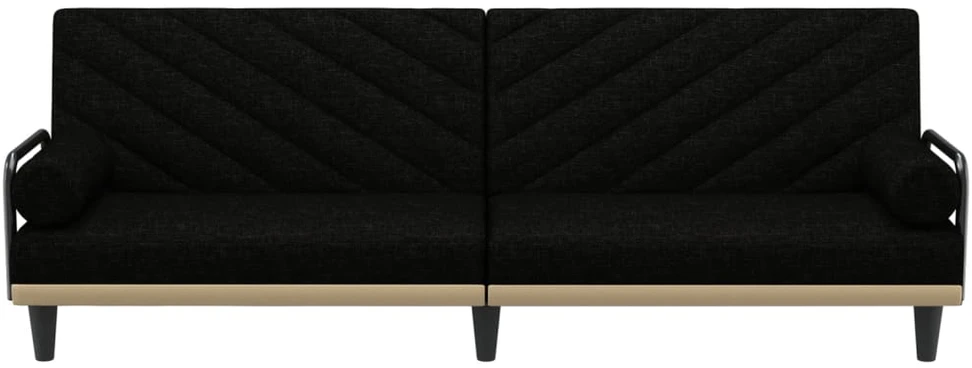 Sofa-lova su porankiais, juodos spalvos, audinys
