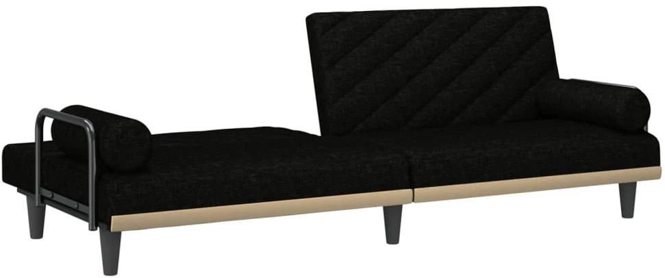 Sofa-lova su porankiais, juodos spalvos, audinys
