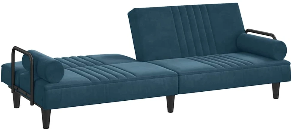 Sofa-lova su porankiais, mėlynos spalvos, aksomas