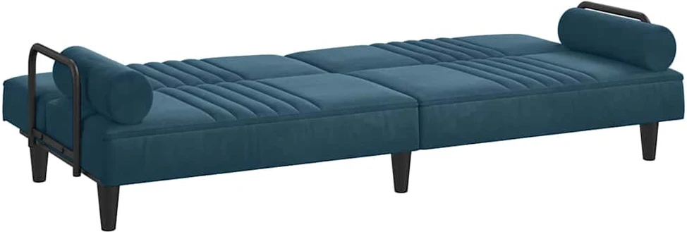 Sofa-lova su porankiais, mėlynos spalvos, aksomas