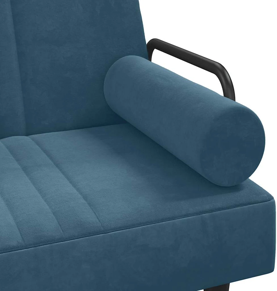 Sofa-lova su porankiais, mėlynos spalvos, aksomas