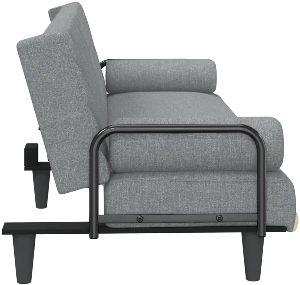 Sofa-lova su porankiais, šviesiai pilkos spalvos, audinys