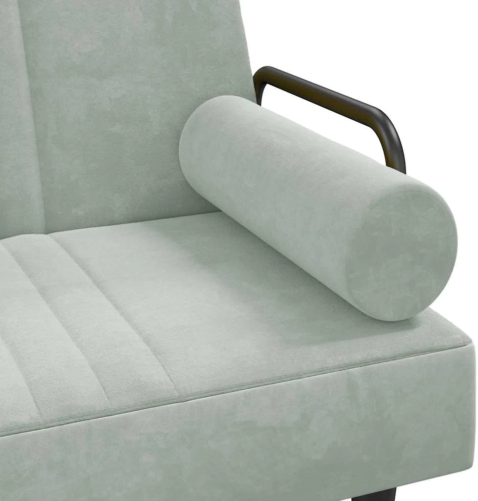 Sofa-lova su porankiais, šviesiai pilkos spalvos, aksomas