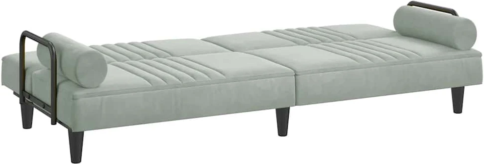 Sofa-lova su porankiais, šviesiai pilkos spalvos, aksomas
