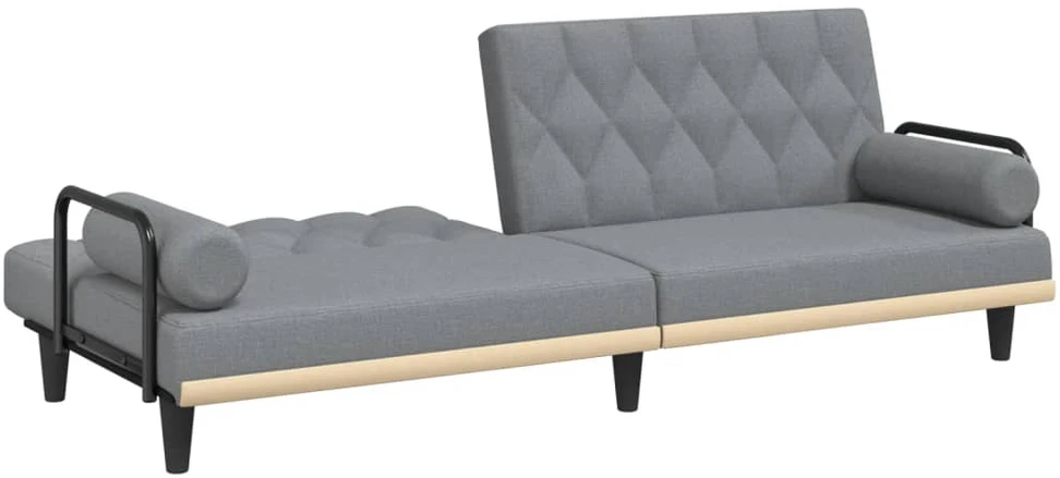Sofa-lova su porankiais, šviesiai pilkos spalvos, audinys