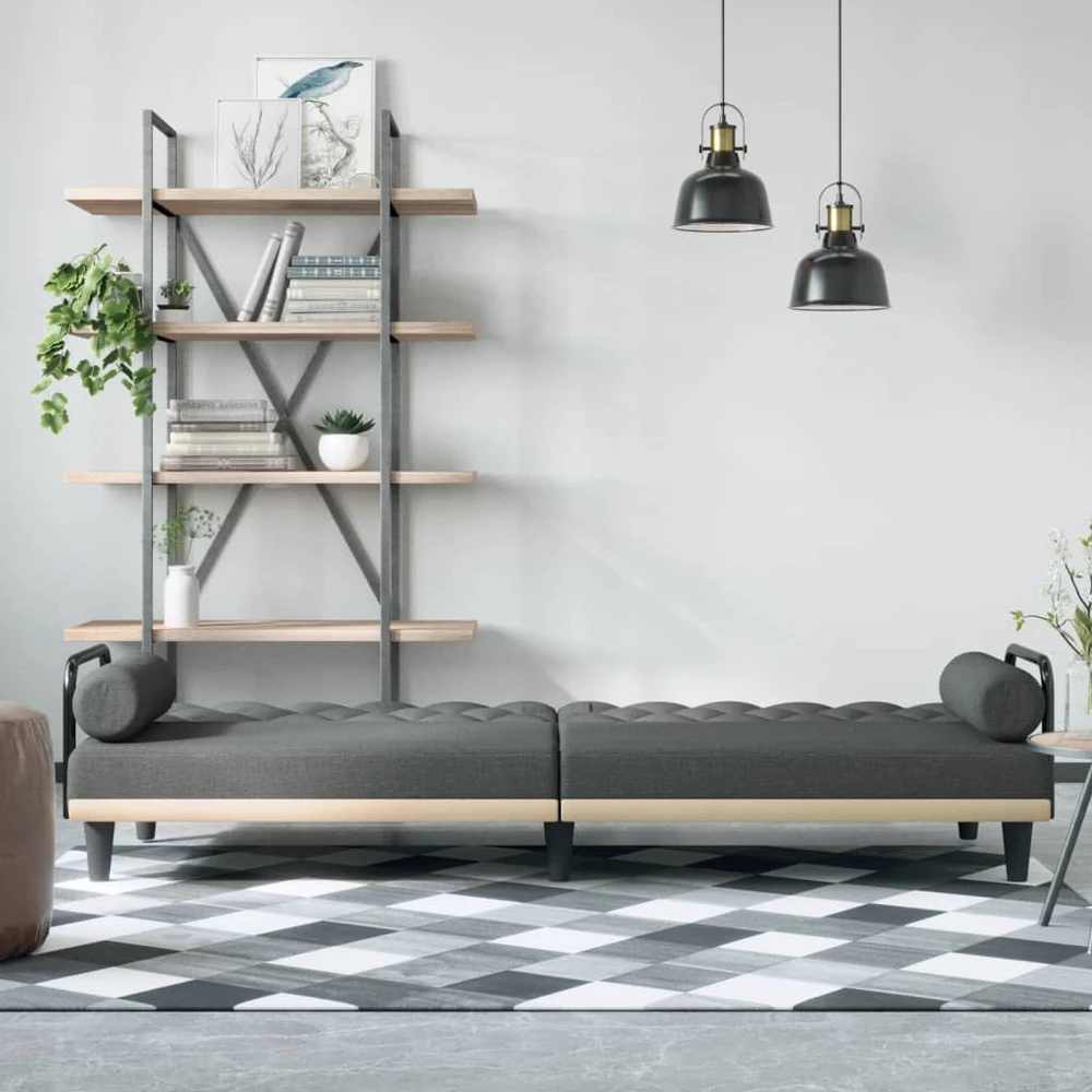 Sofa-lova su porankiais, tamsiai pilkos spalvos, audinys