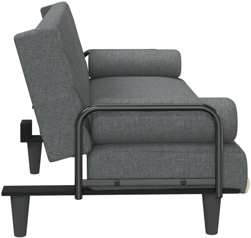 Sofa-lova su porankiais, tamsiai pilkos spalvos, audinys