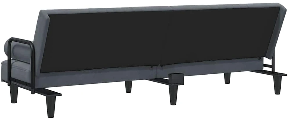 Sofa-lova su porankiais, tamsiai pilkos spalvos, aksomas