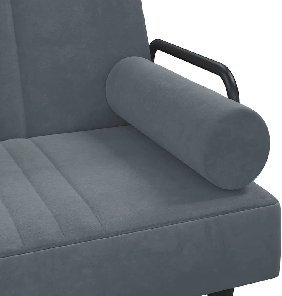 Sofa-lova su porankiais, tamsiai pilkos spalvos, aksomas