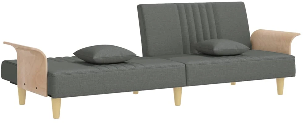 Sofa-lova su porankiais, tamsiai pilkos spalvos, audinys