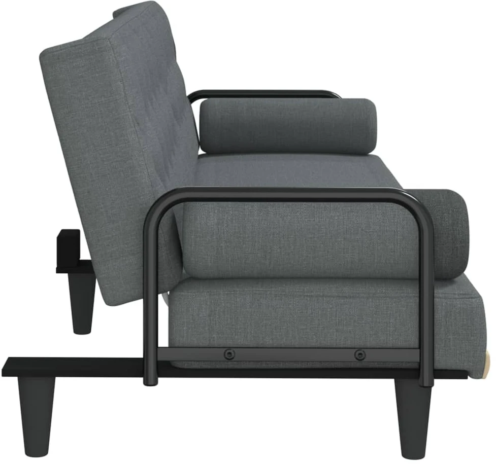 Sofa-lova su porankiais, tamsiai pilkos spalvos, audinys