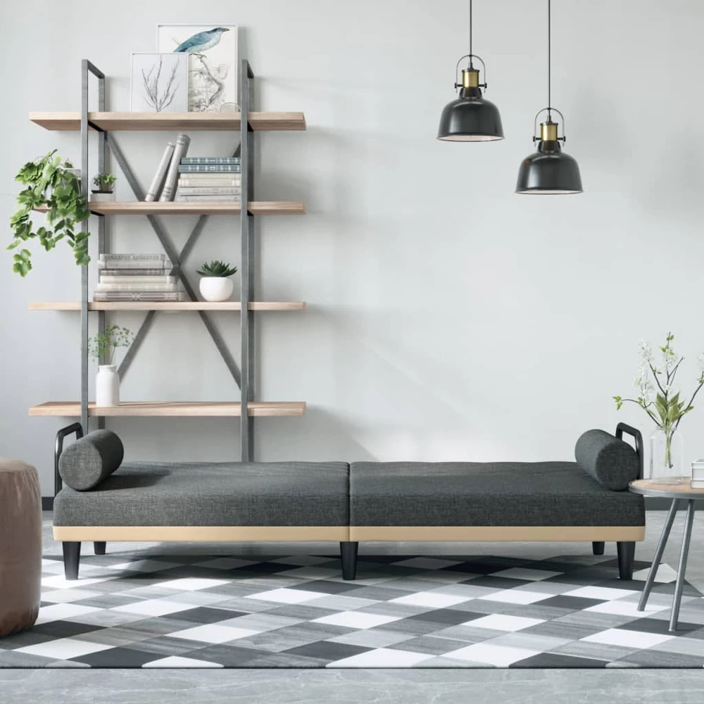 Sofa-lova su porankiais, tamsiai pilkos spalvos, audinys