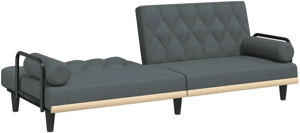 Sofa-lova su porankiais, tamsiai pilkos spalvos, audinys