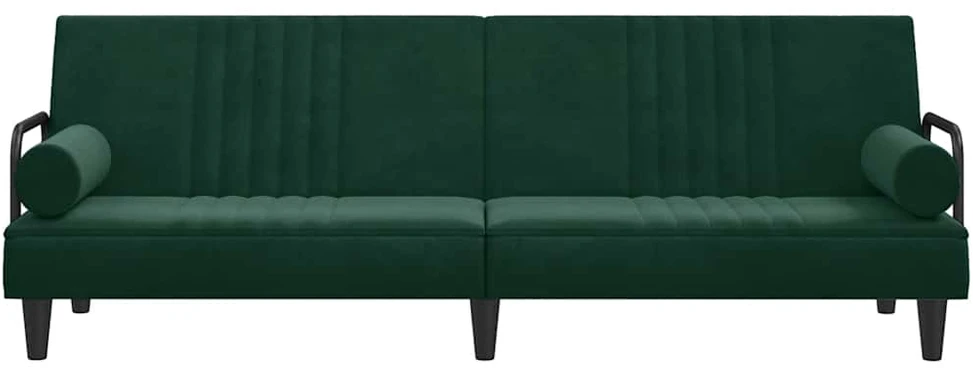 Sofa-lova su porankiais, tamsiai žalios spalvos, aksomas