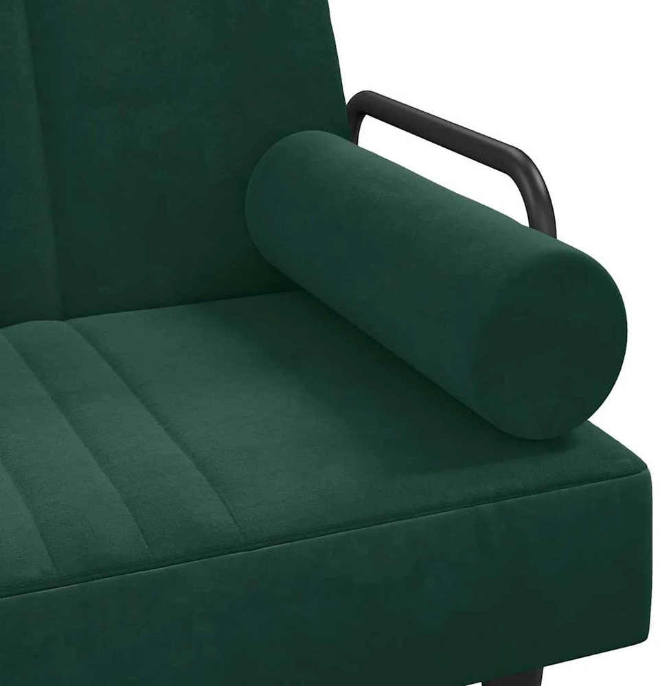 Sofa-lova su porankiais, tamsiai žalios spalvos, aksomas