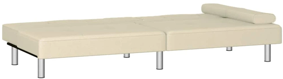 Sofa-lova su puodelių laikikliais, kreminė, dirbtinė oda
