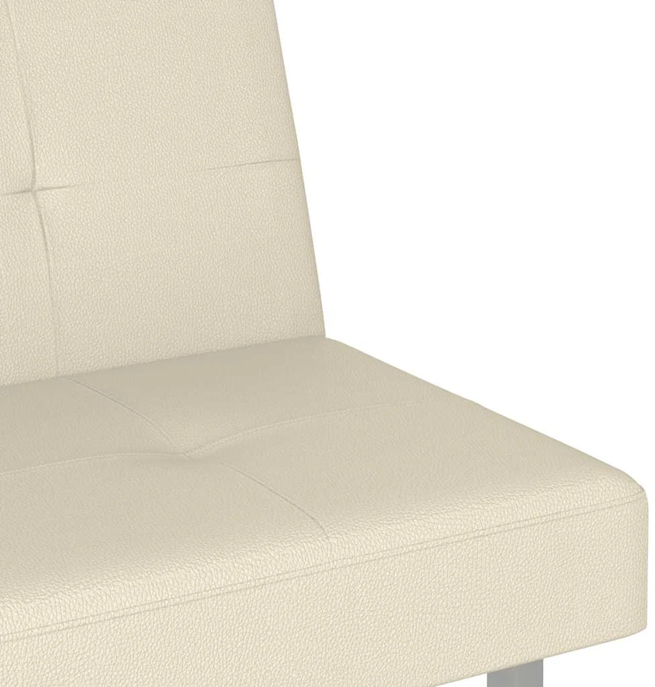 Sofa-lova su puodelių laikikliais, kreminė, dirbtinė oda