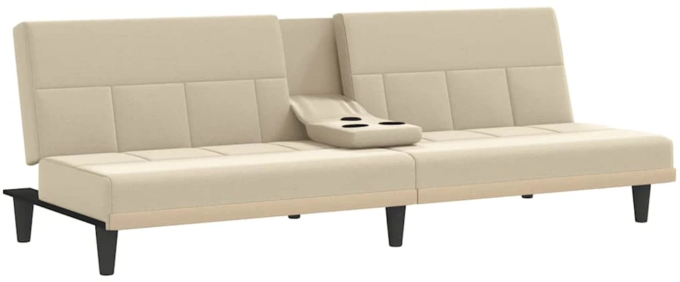 Sofa-lova su puodelių laikikliais, kreminės spalvos, audinys