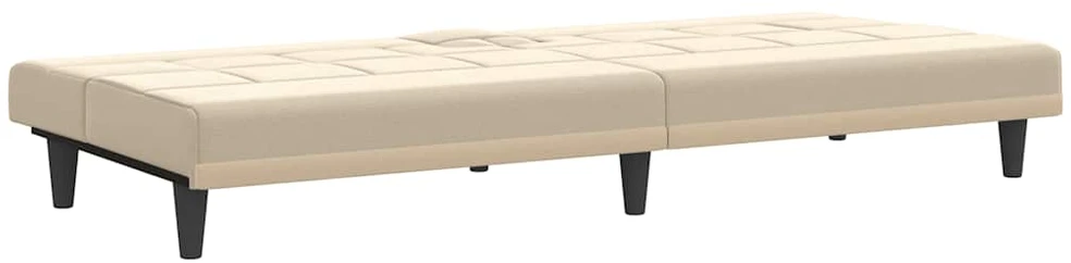 Sofa-lova su puodelių laikikliais, kreminės spalvos, audinys