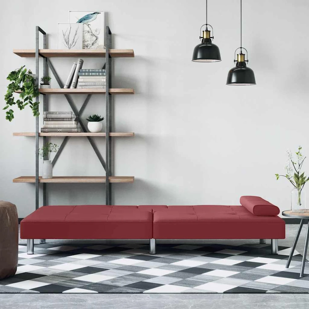 Sofa-lova su puodelių laikikliais, raudonojo vyno, dirbtinė oda