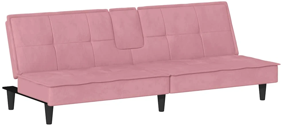 Sofa-lova su puodelių laikikliais, rožinės spalvos, aksomas