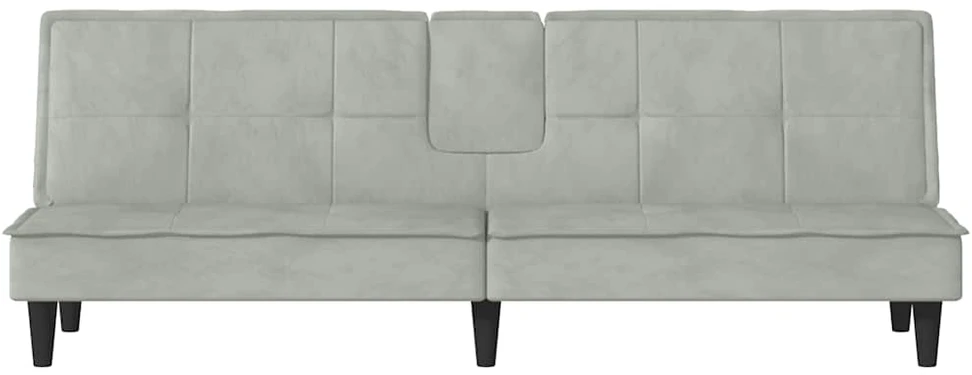 Sofa-lova su puodelių laikikliais, šviesiai pilka, aksomas