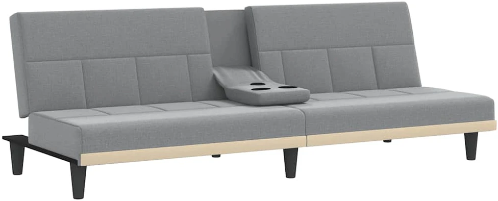 Sofa-lova su puodelių laikikliais, šviesiai pilka, audinys